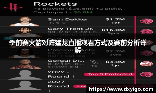 季前赛火箭对阵猛龙直播观看方式及赛前分析详解